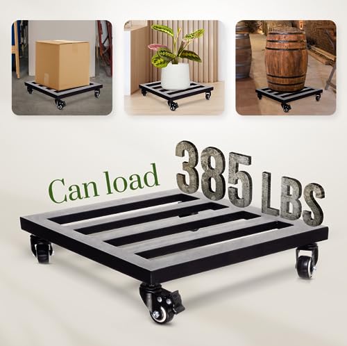 IDZO Upgraded Lockable Heavy Duty Trolley Capacity 385lbs, Black, Large Plant Pots, Parasol Stands and Bases or Plant Stand with Wheels, 12 INCH (Pack of 5) - size: 12 INCH (Pack of 5)