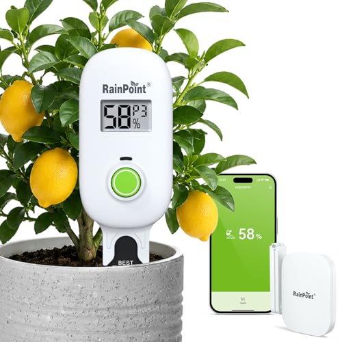 RAINPOINT Smart Digital Wireless Plant Moisture Meter Houseplants Indoor WiFi Hub Kit with Low/High Moisture Alert,Real-time Monitor Hygrometer Sensor Outdoor Gardening Push Notification&Email - color: Sensor + Hub