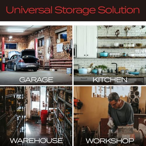 VAULTON 48" Garage Wall Organizer, Metal Slot Tool Rack, 3 Rails 8 Hooks - size: 11-Piece Set (3 Rails, 8 Hooks)