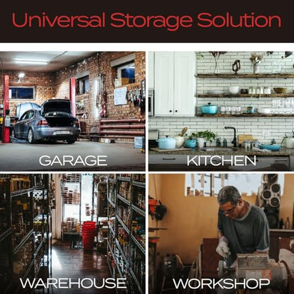 VAULTON 96" Garage Wall Organizer, Steel Tool Rack, 6 Rails 12 Double Hooks - size: 18-Piece Set (6 Rails, 12 Hooks)