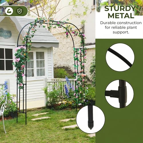 PE Coated Metal Garden Arch Trellis 95.8" H x 70.9" W Black