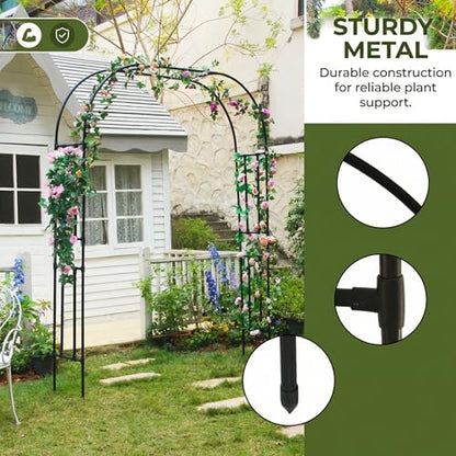 PE Coated Metal Garden Arch Trellis 95.8" H x 70.9" W Black