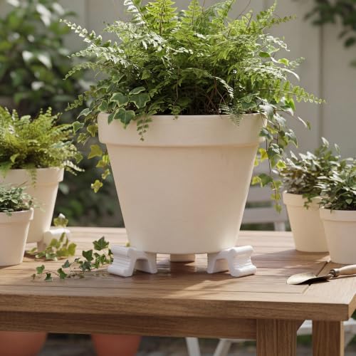 LemonRoad 12 Set Terra Cotta Cement Pot Feet for Outdoor Planters,White - color: White