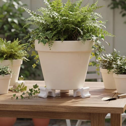 LemonRoad 12 Set Terra Cotta Cement Pot Feet for Outdoor Planters,White - color: White