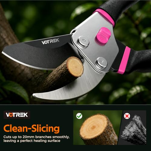 Bypass Pruning Shears, 8.5" Jam-Proof Spring Clippers for branches - color: Rose Pink-new