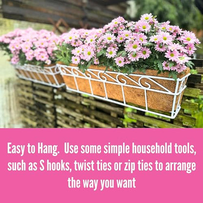 LaLaGreen Fence Window Box (30 in, 2 Pack) White Metal Trough Planter - size: 30" (76cm) x 2 pack