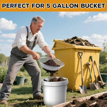 Sifter.Size 1/4" Mesh Soil Sifter Sieve - Heavy Duty Galvanized Screen for Compost, Dirt, Rocks, Gravel & Garden - Fits 5 Gallon Bucket, Rust-Resistant - Composting & Sifting Tool - style: 1/4 In