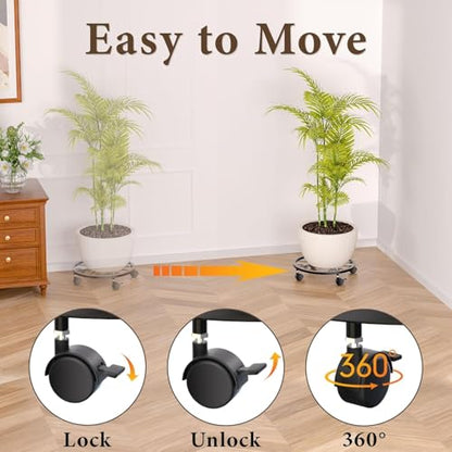 2-Pack Plant Caddy with Wheels, 360° Lockable Plant Stand with Wheels. - size: 2 Pack