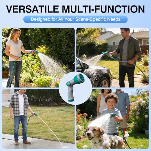 Garden Hose Nozzle, Thumb Control Water Hose Nozzle, Hose Sprayer Nozzle with 10 Adjustable Patterns, Spray Nozzles for Garden Hose, Hose Sprayer for Plants, Lawn, Garden, Car, Pet
