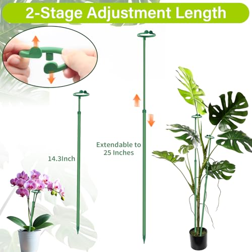Extendable Monstera Plant Stakes, Support Sticks with Clips 7 Pack - size: 25Inches7PCS