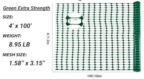 PotatoLife Green Plastic Garden Fence, Extra Strength, 4'x100' - color: Green, size: 4' x 100'