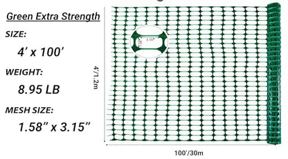 PotatoLife Green Plastic Garden Fence, Extra Strength, 4'x100' - color: Green, size: 4' x 100'
