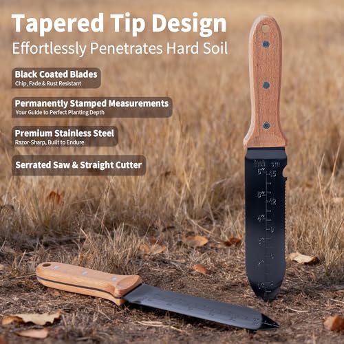 Hori Hori Garden Knife- Gardening Knife with Sheath Garden Tools Full Tang - size: 7.1"