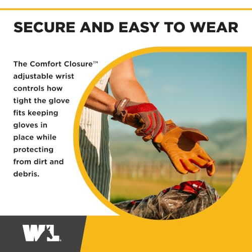 Wells Lamont Women's Breathable ComfortHyde Leather Hybrid Work Gardening Gloves, Medium (7872M) - size: Medium (Pack of 1)