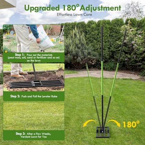Seeutek Lawn Leveling Rake, 45" x 10" Heavy Duty Ground Leveler - size: 45"*10"