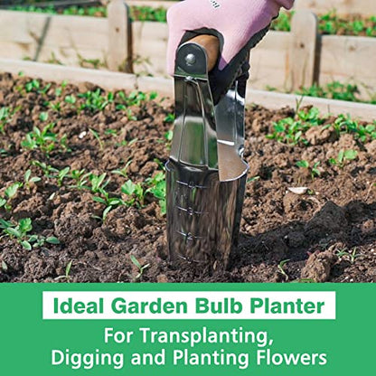 Garden Bulb Planter with 4 Inches Depth Mark, Bulb Planting Tool - size: 9.6in Bulb Planter