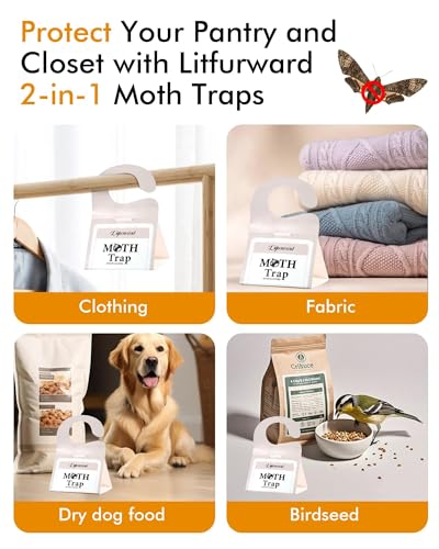 Pantry Moth Traps - Extra Strength Hanging Clothes Clothing Moth Traps with Pheromone for House Pantry Indoor Closets - 20 Pack - size: 20-pack