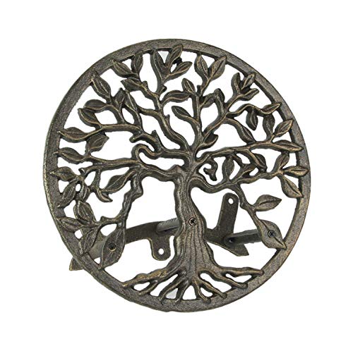 Zeckos Garden Hose Holder Tree of Life 12 Inch Cast Iron Bronze - color: Tree of Life - Bronze