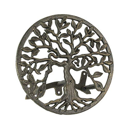 Zeckos Garden Hose Holder Tree of Life 12 Inch Cast Iron Bronze - color: Tree of Life - Bronze