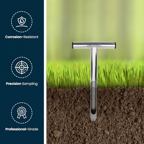 Varomorus Soil Sampler Probe Stainless Steel Tubular T-Style Handle. (12 inch) - size: 12 inches
