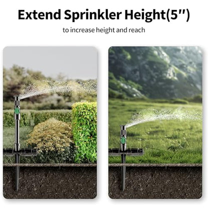 Multi-Adjustable Above Ground DIY Irrigation Sprinkler System - color: 4Pack+50Ft