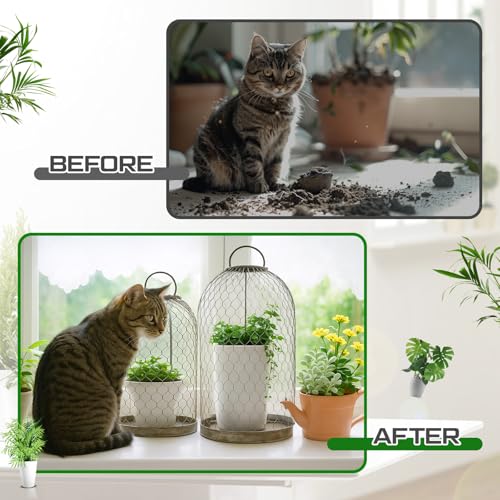 Briwooody 2 Pack Rustic French Wire Mesh Cloche with Base 17'' 20'' Garden Cloches for Plants Large Plant Protection Guards Cover Keep Small Animals Out