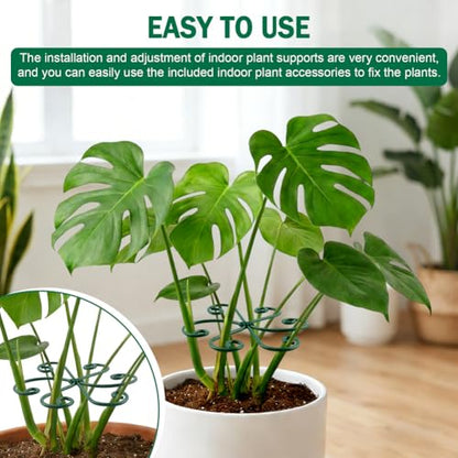 4PCS Iron Monstera Support, Plant Stem Support Uniquely Designed Plant Support Stakes for Indoor Plants, Stable Plant Stakes and Supports, Turtle Shell Bamboo Clamp Set for Thriving Growth