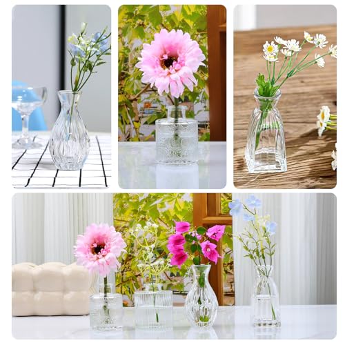 Glass Bud Vases Set of 4, Small Flower Vases for Wedding Centerpiece - color: Clear