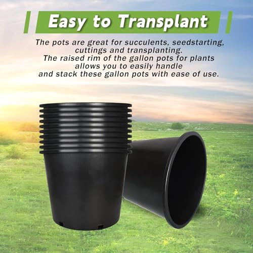 HOSTIC 7 Gallon pots for Plants 7 Gallon Flexible Nursery Pots Gallon Pot with Drainage Holes Plastic Plant Large Container Suitable for Indoor Outdoor Vegetables Flowers Plants 10 PCS - size: Standard 7 Gallon