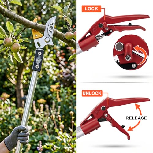 10FT Telescopic Pole Pruner, Extendable Tree Pruner with Fruit Picker
