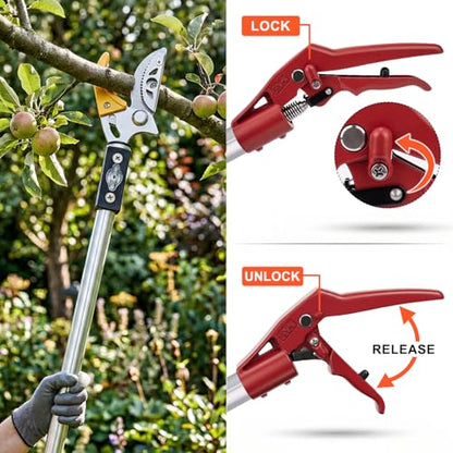10FT Telescopic Pole Pruner, Extendable Tree Pruner with Fruit Picker