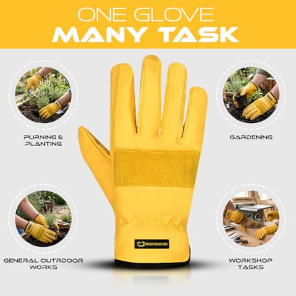 WESTWOOD FOX Safety Work Glove for Men and Women, Tough Leather Gardening Gloves, Anti-Slip Heavy Duty Rigger Work Gloves. - size: Medium