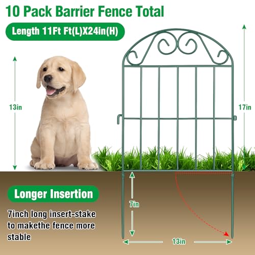 ADAVIN Collapsible Garden Fencing 24 inch high, 10 Panels Animal Barrier - color: Green, size: 24in(H)x12in(L) 10 Panels