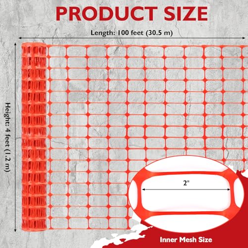 Nuanchu Temporary Safety Fence 4 x 50 Feet Plastic Mesh Fencing Roll Orange