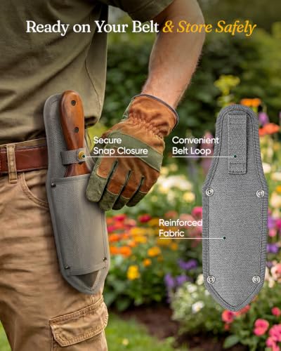 Grenebo Hori Hori Garden Knife, 4mm Thick Extra-Wide Blade Garden Tool - color: Gray