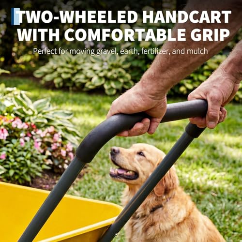 600Lb Wheelbarrow Dump Garden Cart with 2 14" All Terrain Wheels - style: Yellow- 2 Wheels