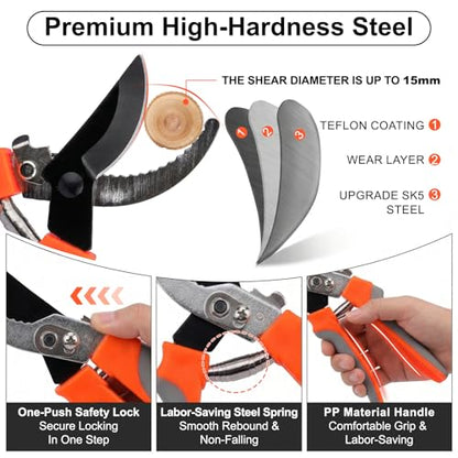 10FT Telescopic Pole Pruner, Extendable Tree Pruner with Fruit Picker