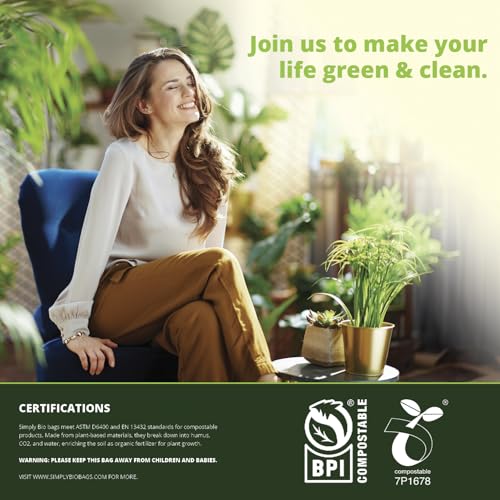 Simply Bio 13 Gallon Compostable Organic Bags Liners Drawstring, Heavy Duty Extra Thick 1 Mil, 49.21 Liter, 30 Bags, Tall Kitchen Food Scrap Waste Bag, ASTM D6400, US BPI and OK Compost Home Certified - size: 1 Count (Pack of 30), style: Drawstring (13 Ga