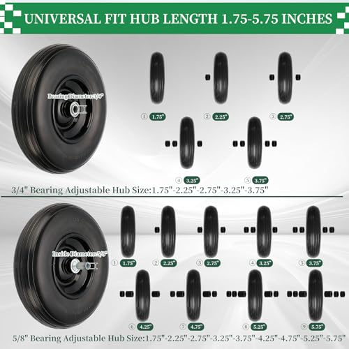 RRQ 4.00-6 Flat Free Tire and Wheel, 13" Solid Wheelbarrow Tires, 1 Pack