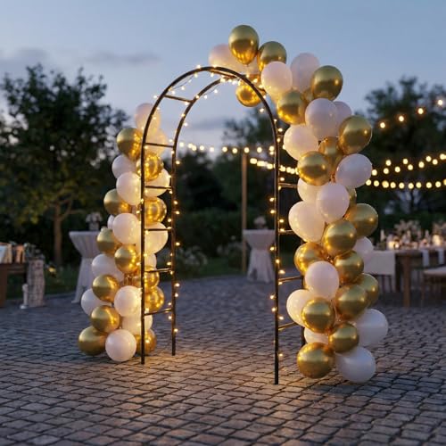 Metal Pergola Arbor, Heavy Duty Reinforced Thick Iron Pipe for Enhanced Stability, Freely Assemble into 2 Sizes, Garden Arch for Climbing Plants, Wedding Decor & Bridal Party Backdrop, 1 Pack