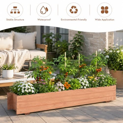 GIANTEX Raised Garden Bed, 36" x 7" x 6.5" Wooden Elevated Planter Box for Flower Vegetable Herb Garden, Window Mounted Plant Box for Planting Garden Backyard Patio
