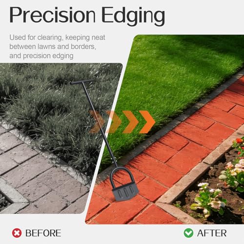 Edger Lawn Tool, 41-inch Long Handle Manual Lawn Edgers with T-Grip, Sharp V Shaped Half Moon Hand Lawn Edging Tool for Effortless Landscaping Sidewal