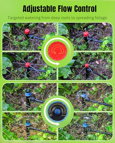 Pawfly 30 Pcs Drip Emitters for 1/4" Drip Irrigation Tubing, Drip Irrigation Emitters Sprinkler Heads with Adjustable 360 Degree Water Flow, Garden Drippers for Plants Watering System - size: 30pcs-Colorful Sprayer & Drip
