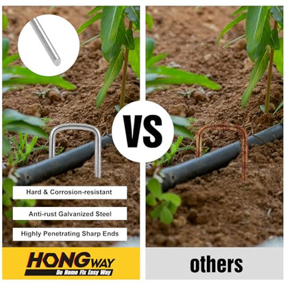 HongWay 120 Pack Landscape Staples, 8 Gauge Thickened Garden Stakes - size: 6 Inch-8Ga. Thicken, 120pcs