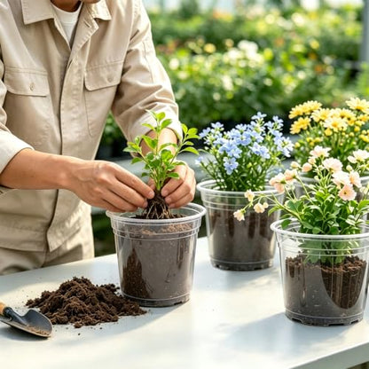 JERIA 30 Pack 7 Inch Clear Nursery Pots with Drainage Holes, Clear Plant Pot for Planting, Transparent Plastic Plant Pots,Durable Seed Starting Pot for Succulents - size: 7Inch-30Pack