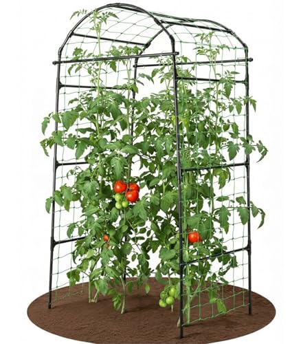 79" Tall Metal Cucumber Trellis Arch Sturdy Frame for 4FT Raised Garden Bed - size: 33"L x 33"W x 79"H