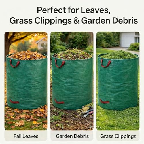 Professional 4-Pack 132 Gallon Gardening Bags for Lawn Yard, Extra Large Reusable Leaf Bags, Waste and Trash Container - size: 4 Count (Pack of 1)