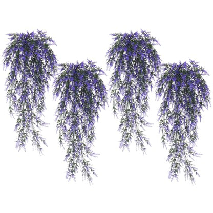 RECUTMS 4Pcs Artificial Purple Hanging Lavender Fake Plants for Outdoors - color: Purple