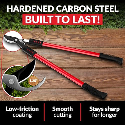 TABOR TOOLS GL16A Bypass Lopper, Classic 28 Inch Tree Trimmer & Branch Cutter, Heavy Duty Tree Pruner with 1 1/4 Inch Clean Cut Capacity, Chops Branches with Ease - style: GL16A Classic 28 Inch Bypass Lopper