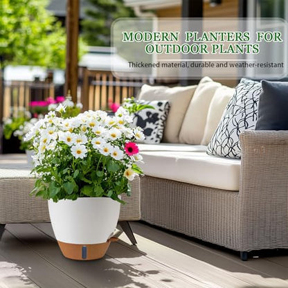 2 Pack 10 inch Plant Pots, Plastic Self Watering Planters - color: White, size: 10 inch